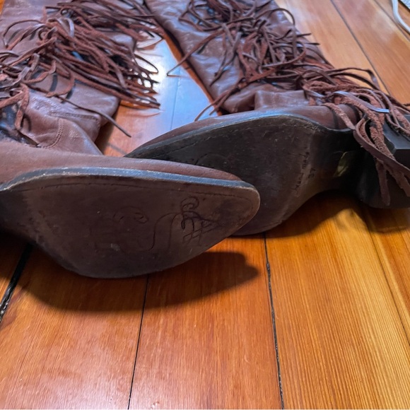 Brown Fringe Leather Boots - Picture 4 of 10